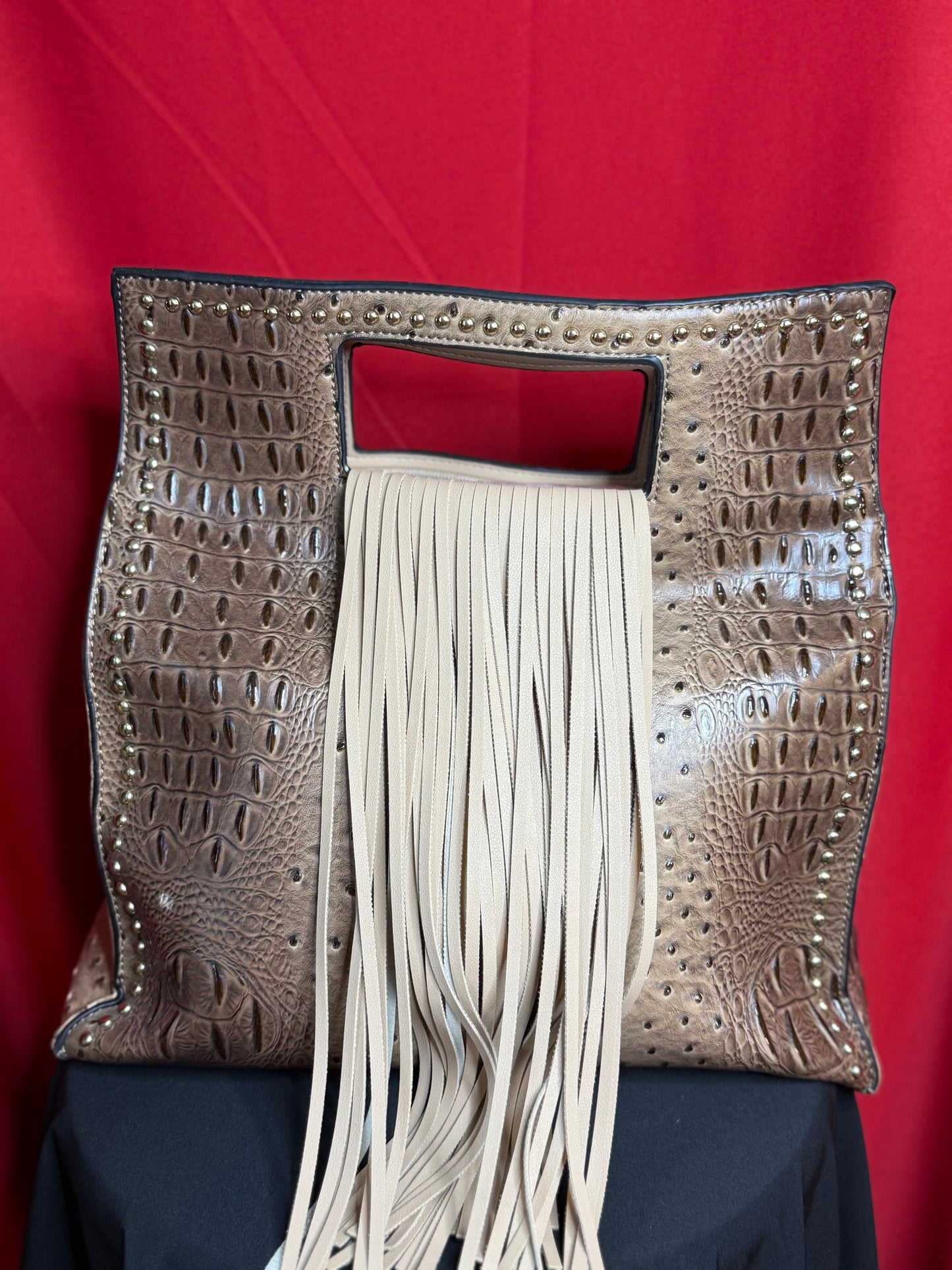 Brown Croc Tassel Box