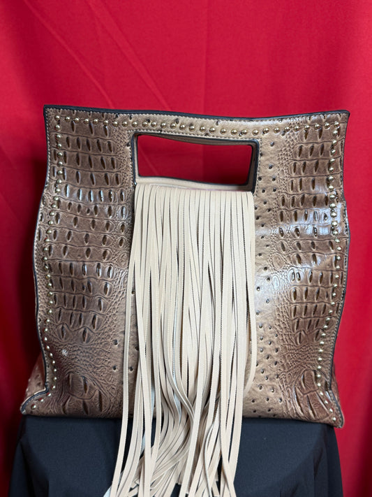 Brown Croc Tassel Box