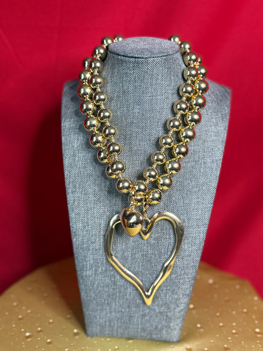Double Beaded Heart Necklace